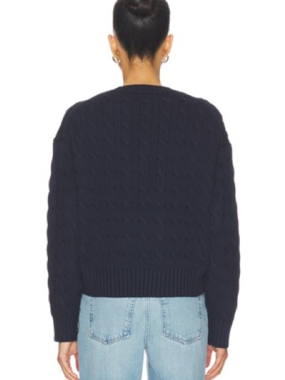 Polo by Ralph Lauren Navy Cable-Knit Crewneck Sweater with Red Pony - Picture 3 of 7